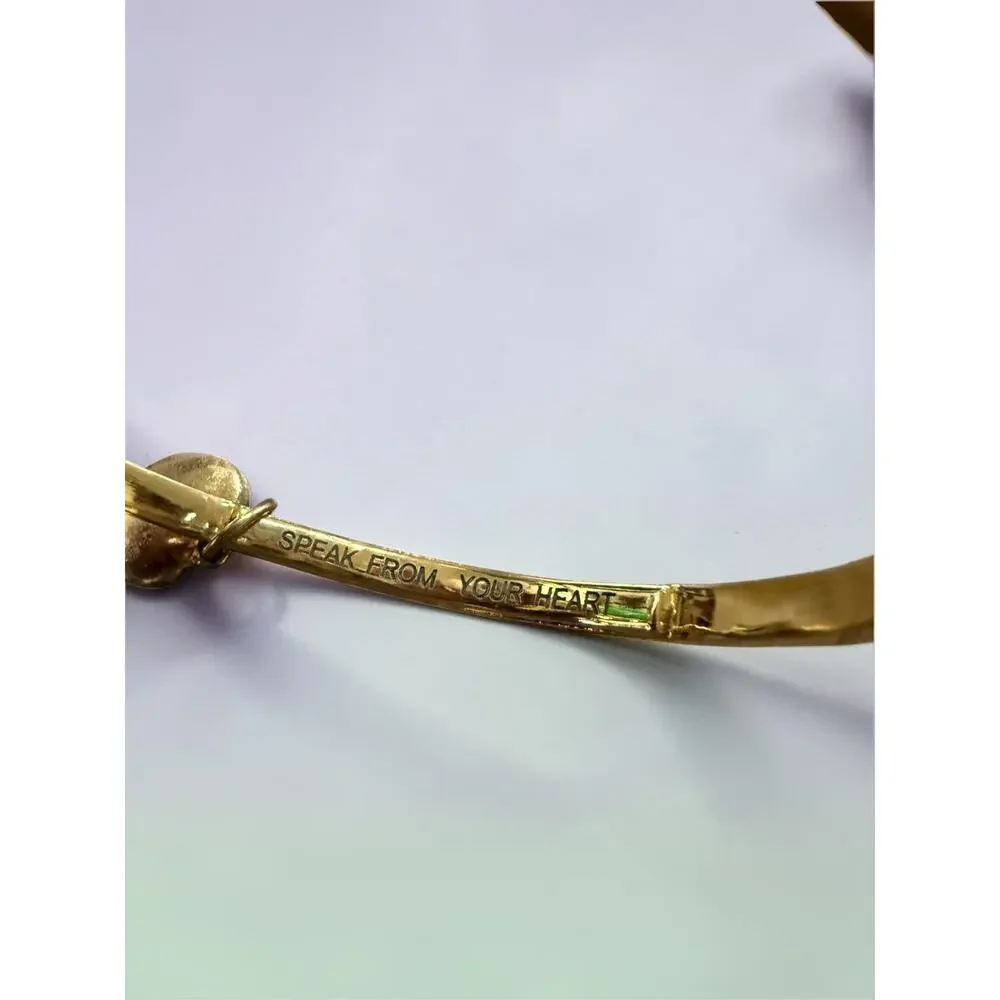 Vintage Ritzy by Les Bernard Pink Rhinestone Heart Charm Bangle Bracelet